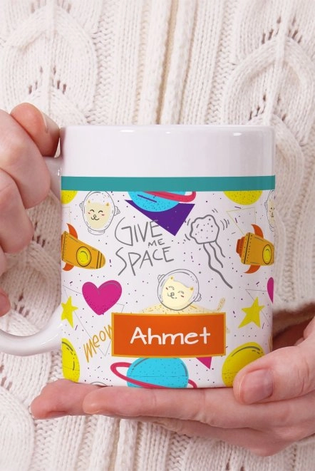 Uzay Tasarımlı Space Model Kupa Porselen Kupa Bardak