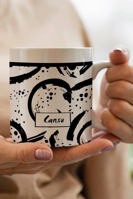 Çizgisel Tasarımlı Kişiye Özel Kupa Bardak