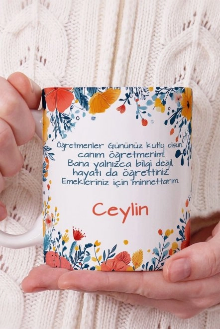 Tam Kaplamalı Kişiye Özel Porselen Öğretmenler Günü Kupa Bardak