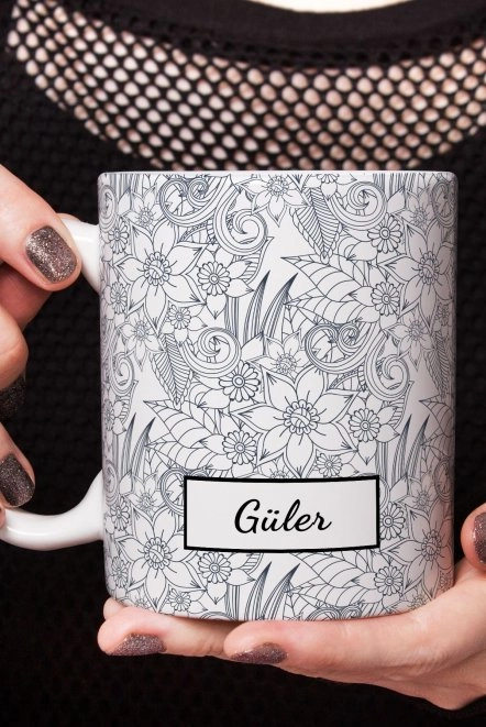 Çiçekli Kupa İsimli Porselen Bardak