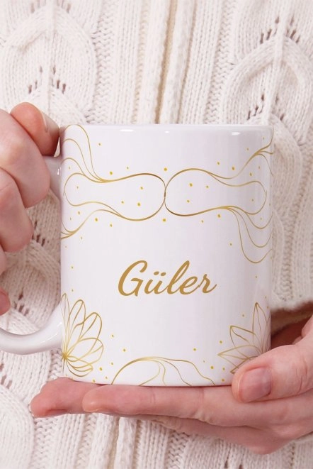 Gold Detaylı Kişiye Özel Kupa Bardak