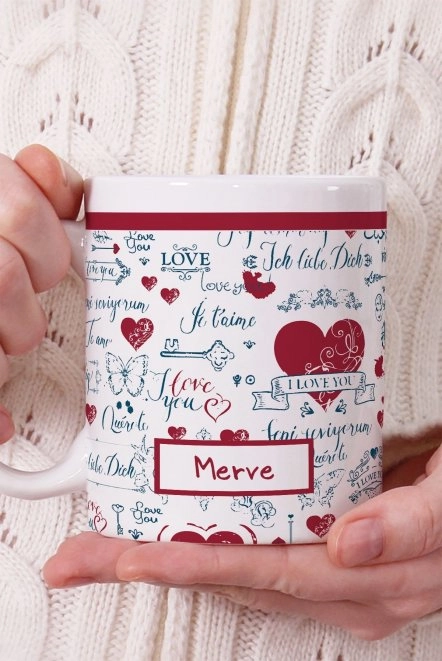 Seni Seviyorum Yazılı Kişiye Özel Kupa Bardak