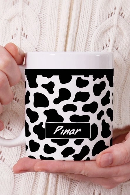 İnek Benekli Kişiye Özel Kupa Bardak