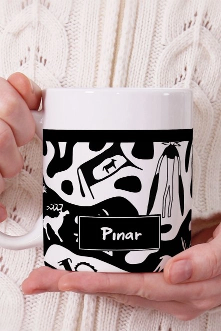 Geyikli ve Hayvansal Tasarımlı Çizimli Kişiye Özel Kupa Bardak