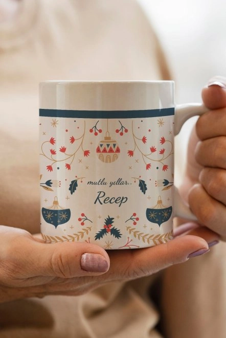 Mutlu Yıllar Yazılı Kişiye Özel Kupa Bardak