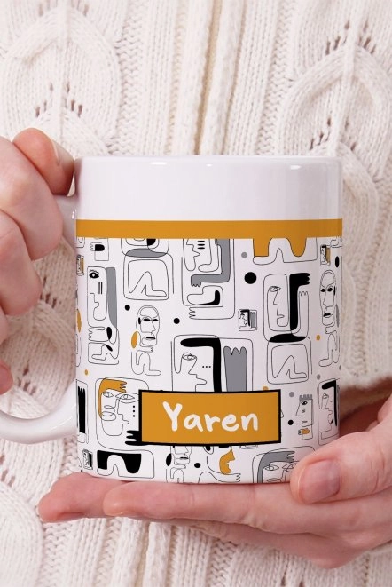 Gold Yüzlü Çizim Odaklı Kişiye Özel Kupa Bardak