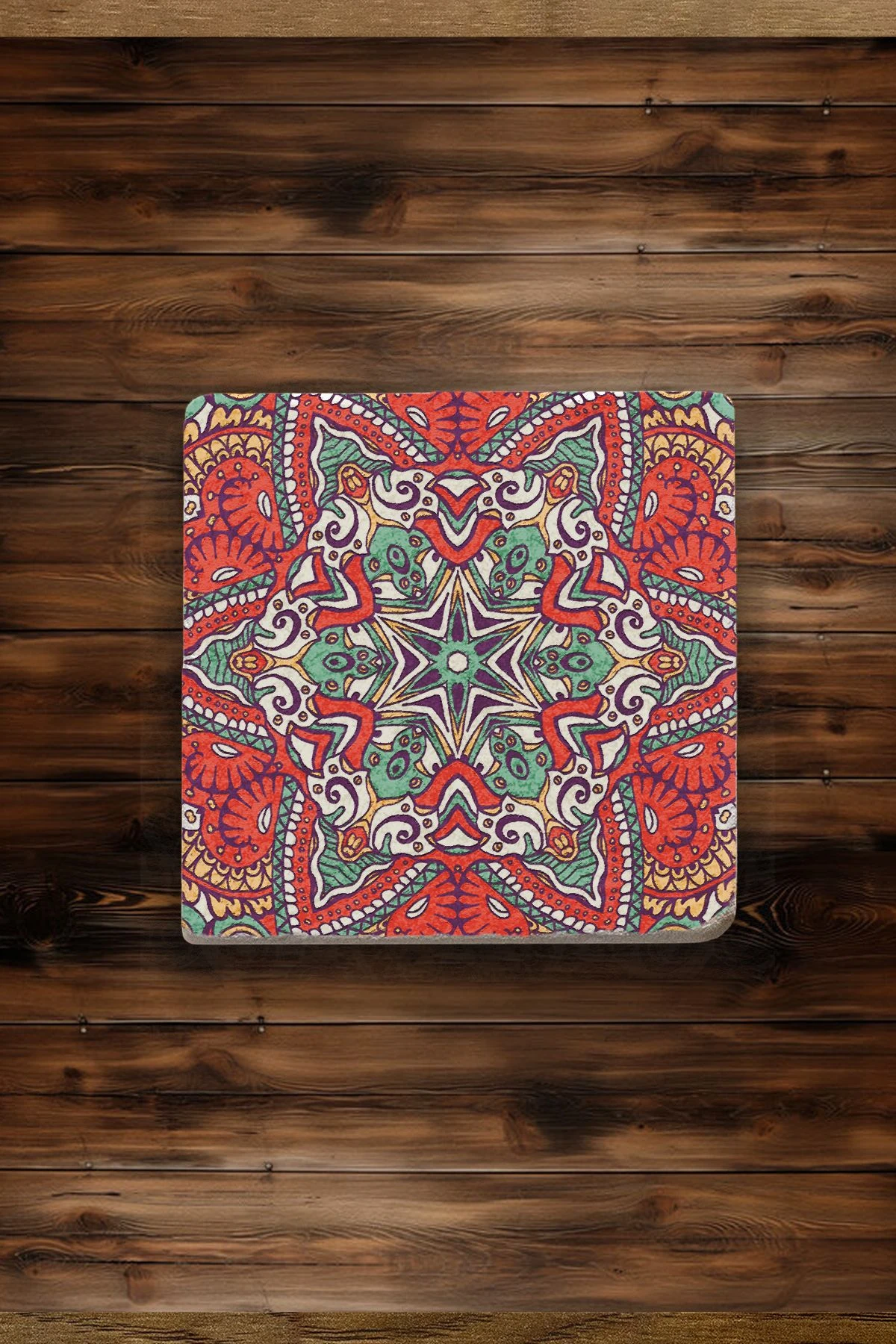 Dekoratif Mermer Bardak Altlığı Seti 10X10X1 Cm - Arabic Desen Çini Model