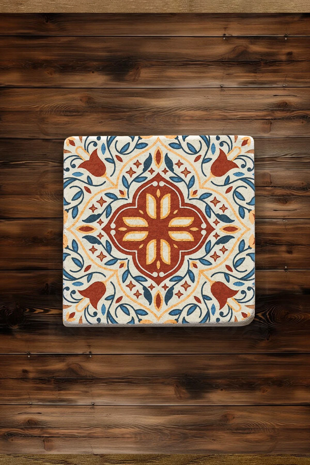 Minimalist Mermer Bardak Altlığı 4'Lü Set 10X10X1 Cm - Barok Çini