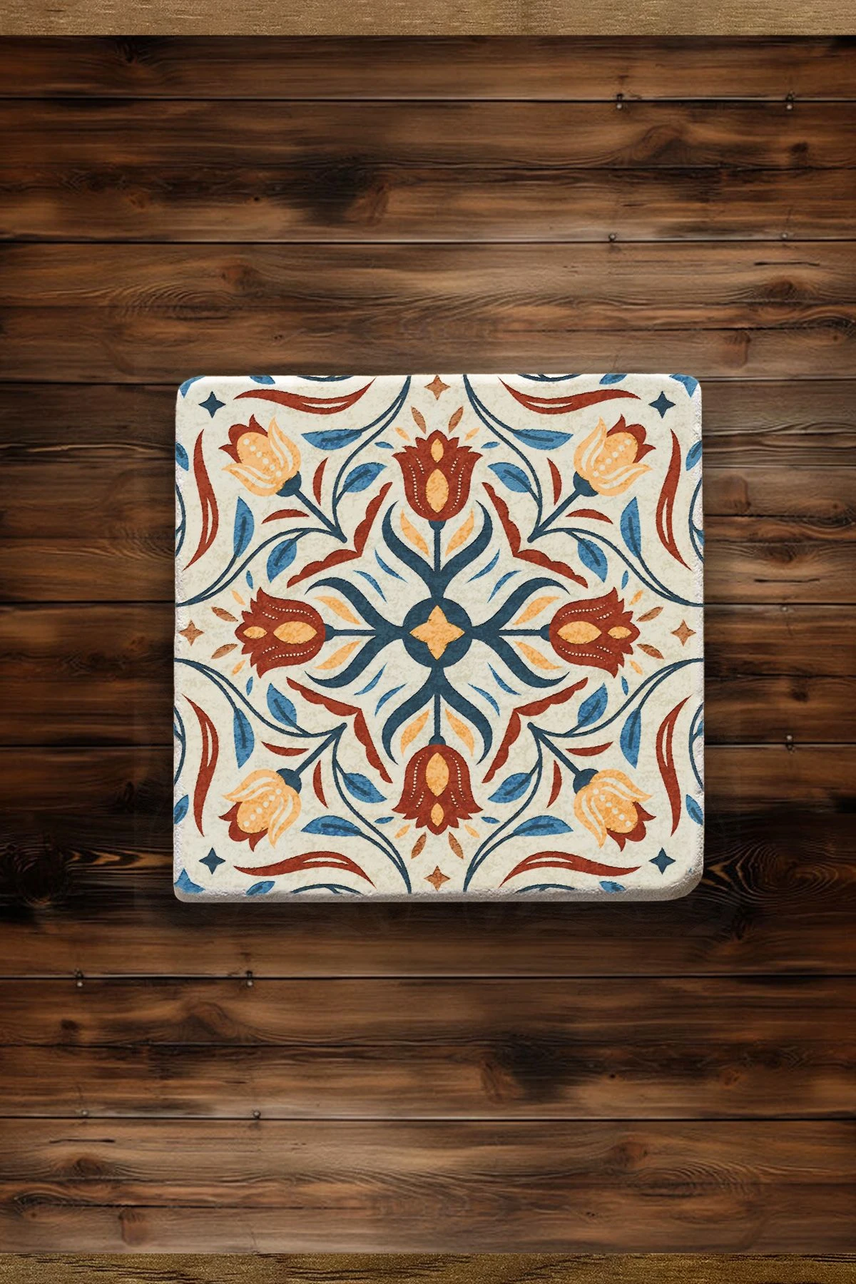 Minimalist Mermer Bardak Altlığı 4'Lü Set 10X10X1 Cm - Barok Çini