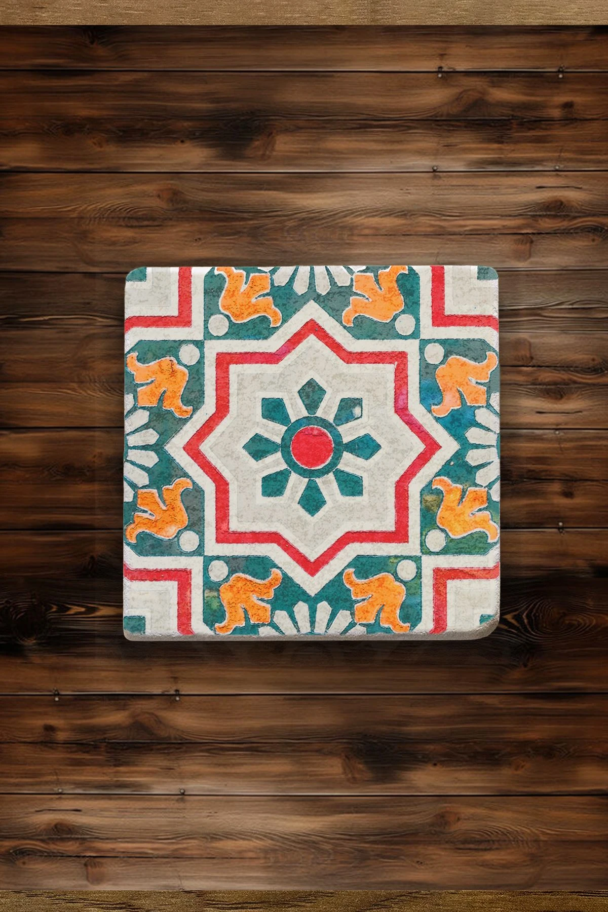 Set Halinde Doğal Taş Bardak Altlıkları 10X10X1 Cm - Farsça Desen Çini