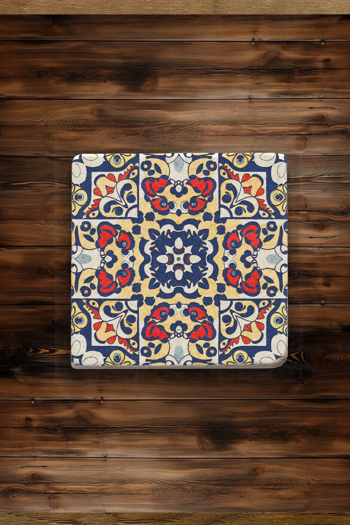 Boyanabilir Traverten Bardak Altlıkları 10X10X1 Cm - İran Desen Çini