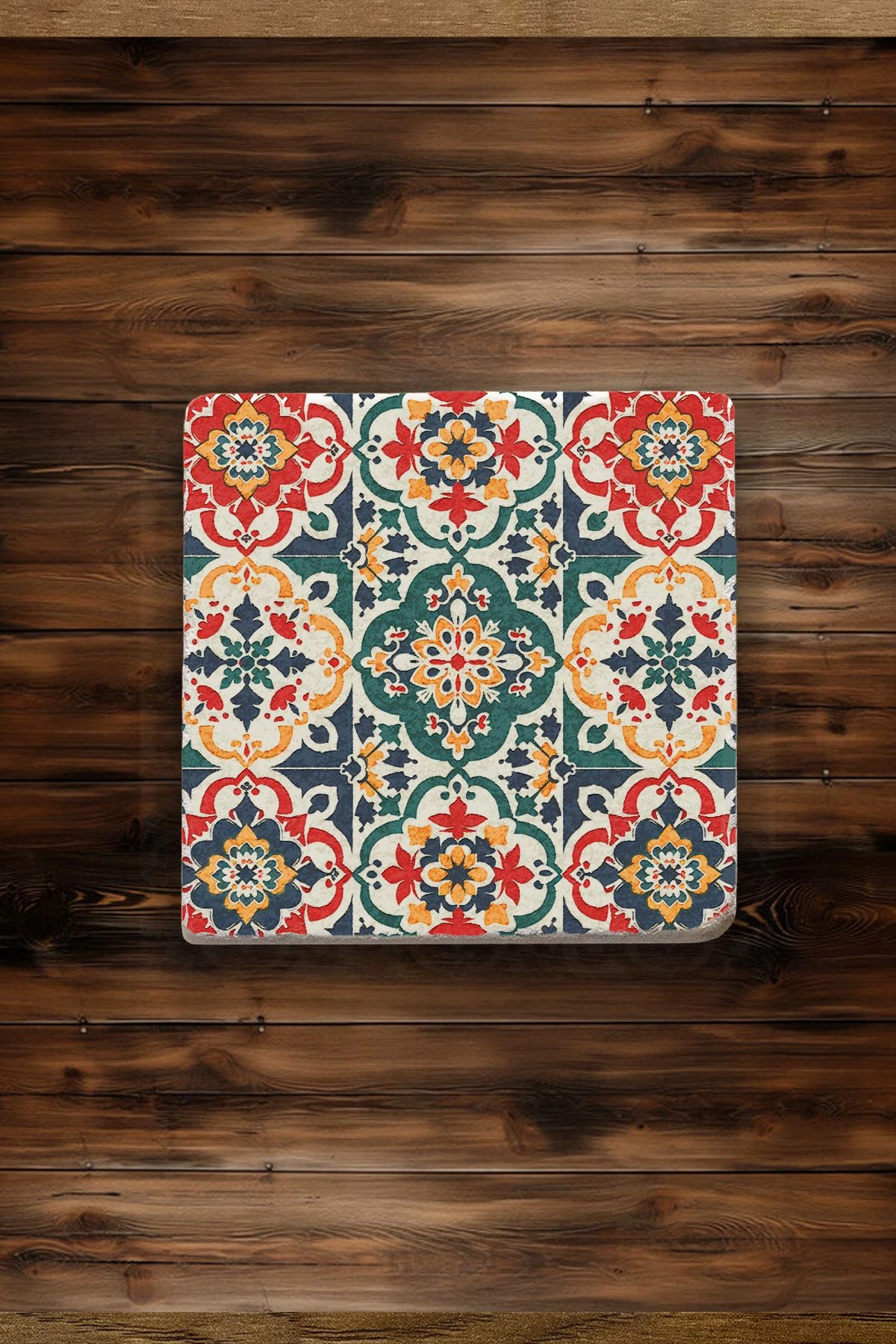 Boyanabilir Traverten Bardak Altlıkları 10X10X1 Cm - İran Desen Çini