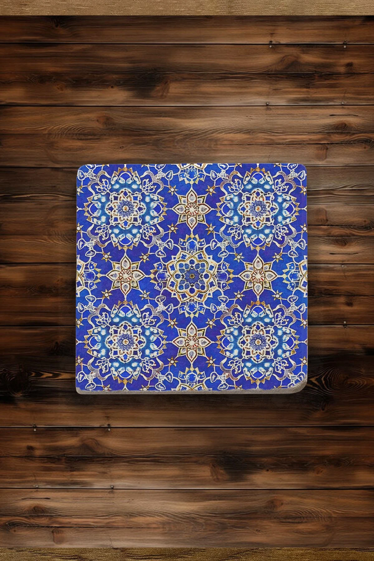 Hediyelik Doğal Taş Altlık Seti 4'Lü Set 10X10X1 Cm - İznik Çini