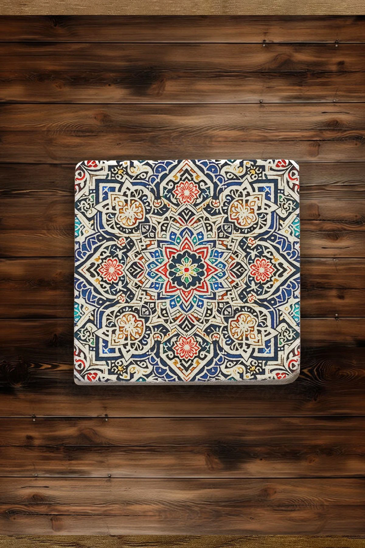 Şık ve Dayanıklı Taş Altlık 4'Lü Set 10X10X1 Cm - Kabartma Desen Çini
