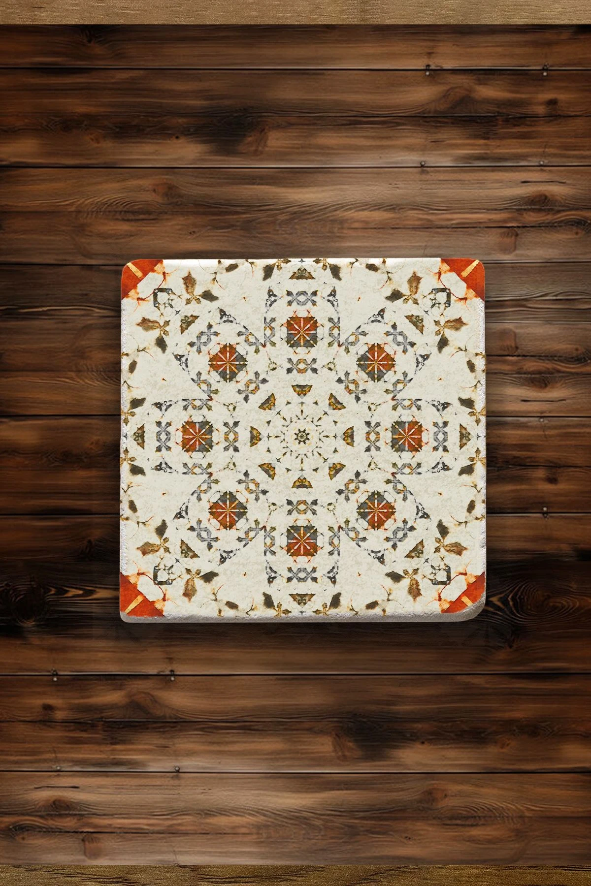 Şık ve Dayanıklı Taş Altlık 4'Lü Set 10X10X1 Cm - Kabartma Desen Çini