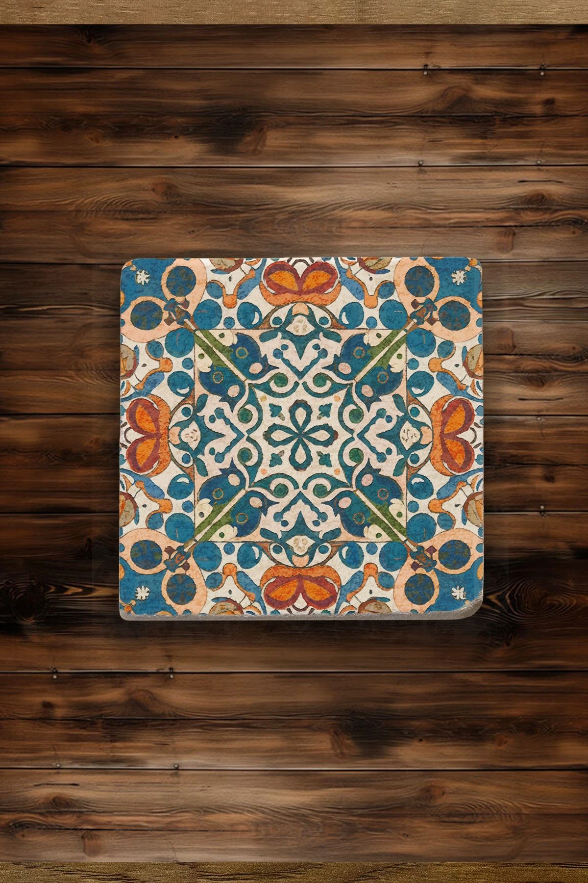 Kare Şekilli Mermer Altlık 4'Lü Set 10X10X1 Cm - Kusursuz Çini