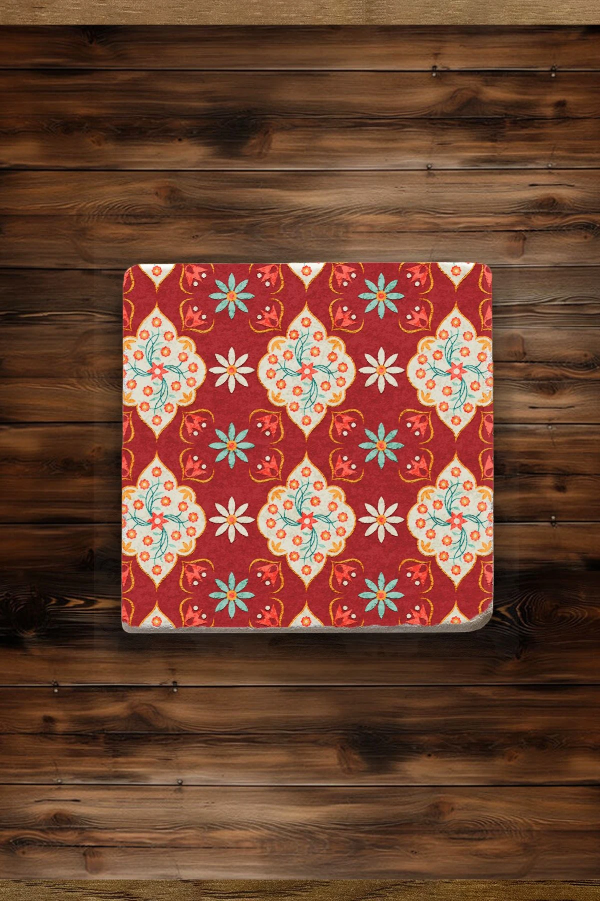 Kare Şekilli Mermer Altlık 4'Lü Set 10X10X1 Cm - Kusursuz Çini