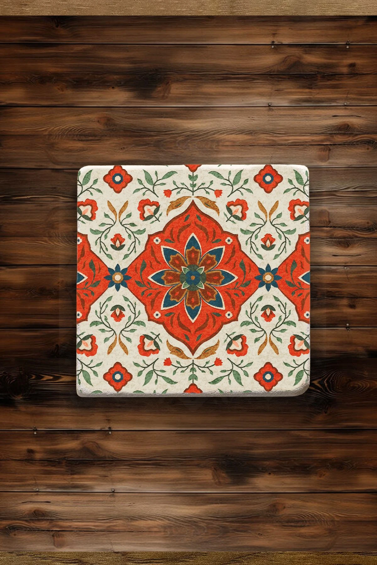 Kare Şekilli Mermer Altlık 4'Lü Set 10X10X1 Cm - Kusursuz Çini