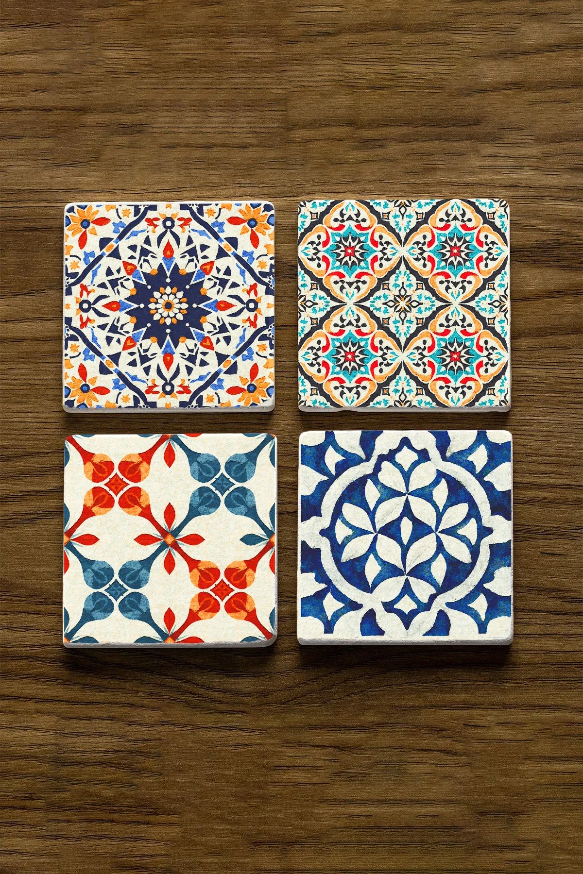 Çok Amaçlı Mermer Altlık 4'Lü Set 10X10X1 Cm - Kütahya Çini