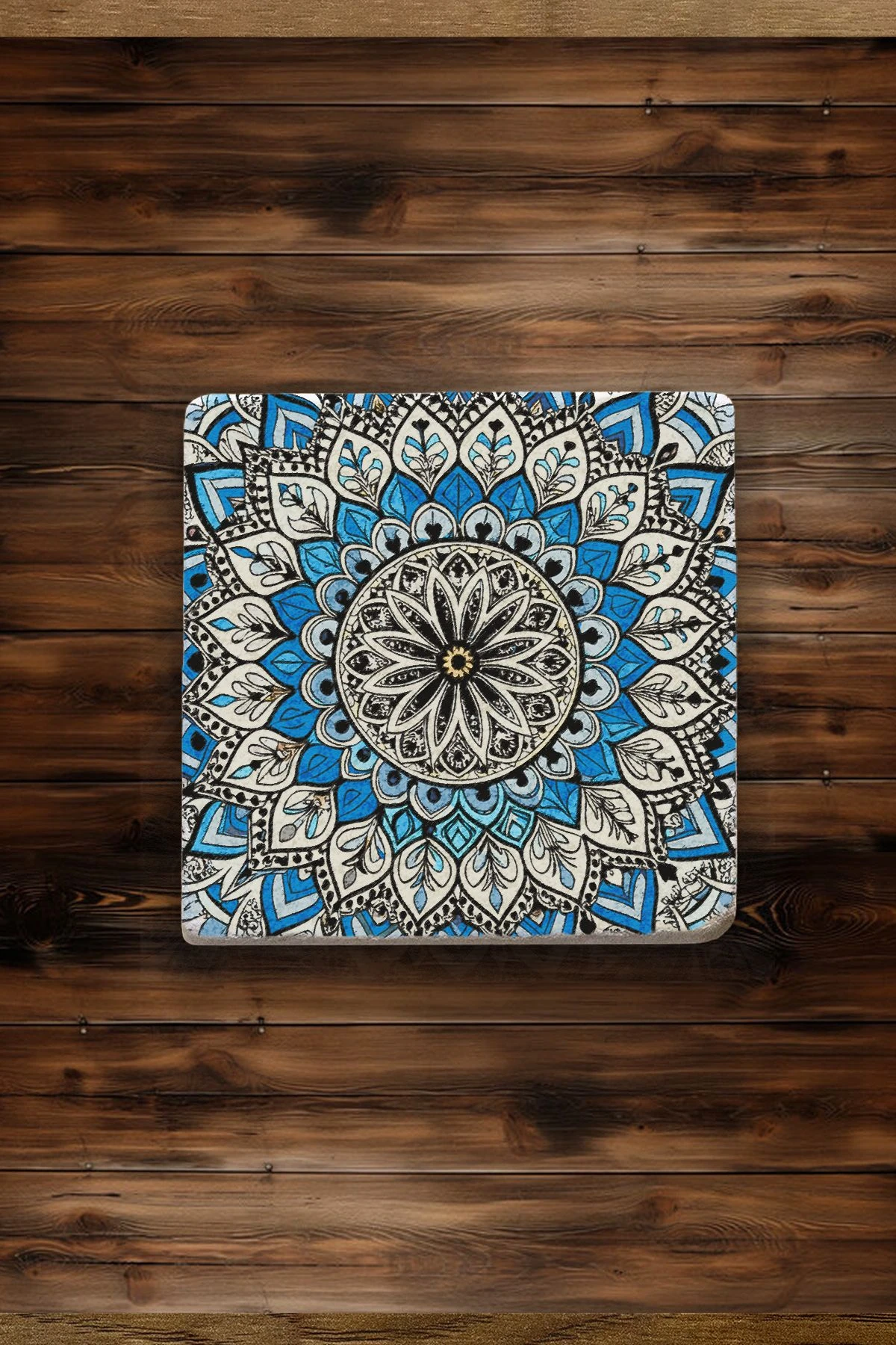 Lüks Mermer Altlık Seti 4'Lü Set 10X10X1 Cm - Mosque Cami Desen Çini