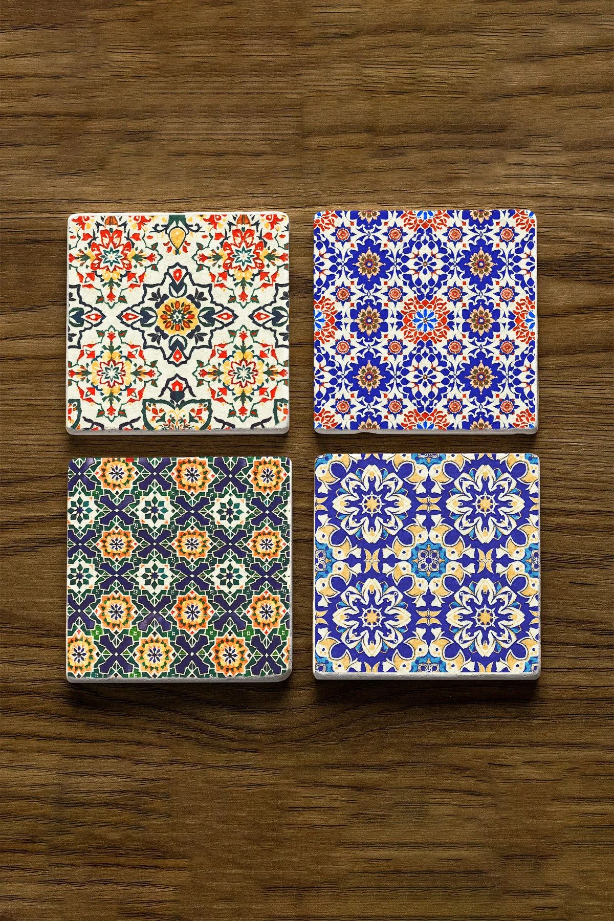 Hediyelik Mermer Bardak Altlığı 4'Lü Set 10X10X1 Cm - Seramik Tasarım