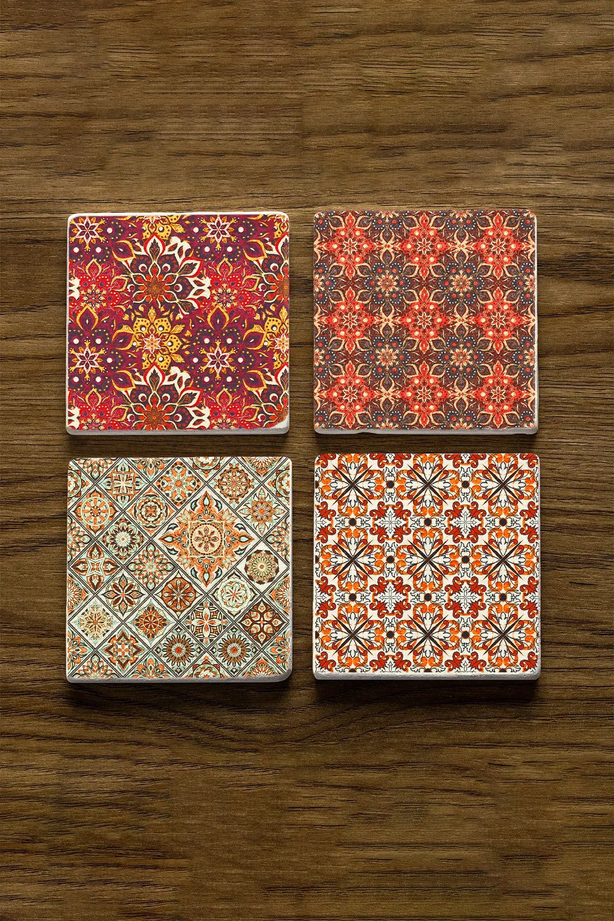 Modern Tasarım Mermer Bardak Altlığı 10X10X1 Cm - Yaprak Çini