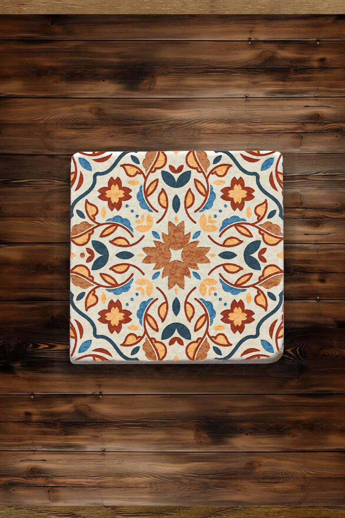 UV Baskılı Doğal Mermer Altlık 4'Lü Set 10X10X1 Cm - Yonca Çini