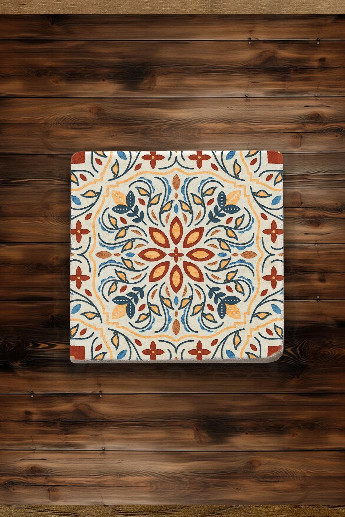 UV Baskılı Doğal Mermer Altlık 4'Lü Set 10X10X1 Cm - Yonca Çini