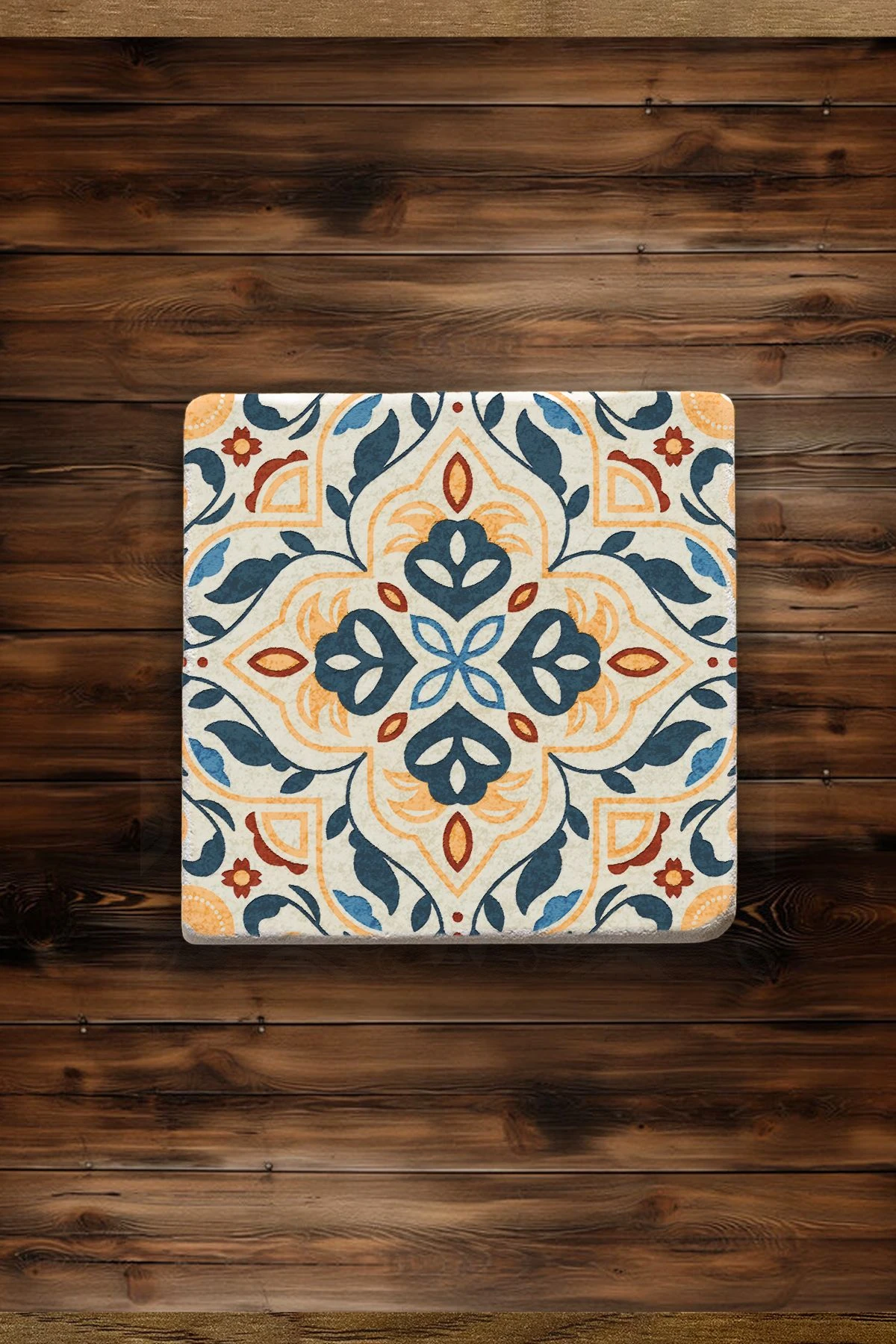 UV Baskılı Doğal Mermer Altlık 4'Lü Set 10X10X1 Cm - Yonca Çini