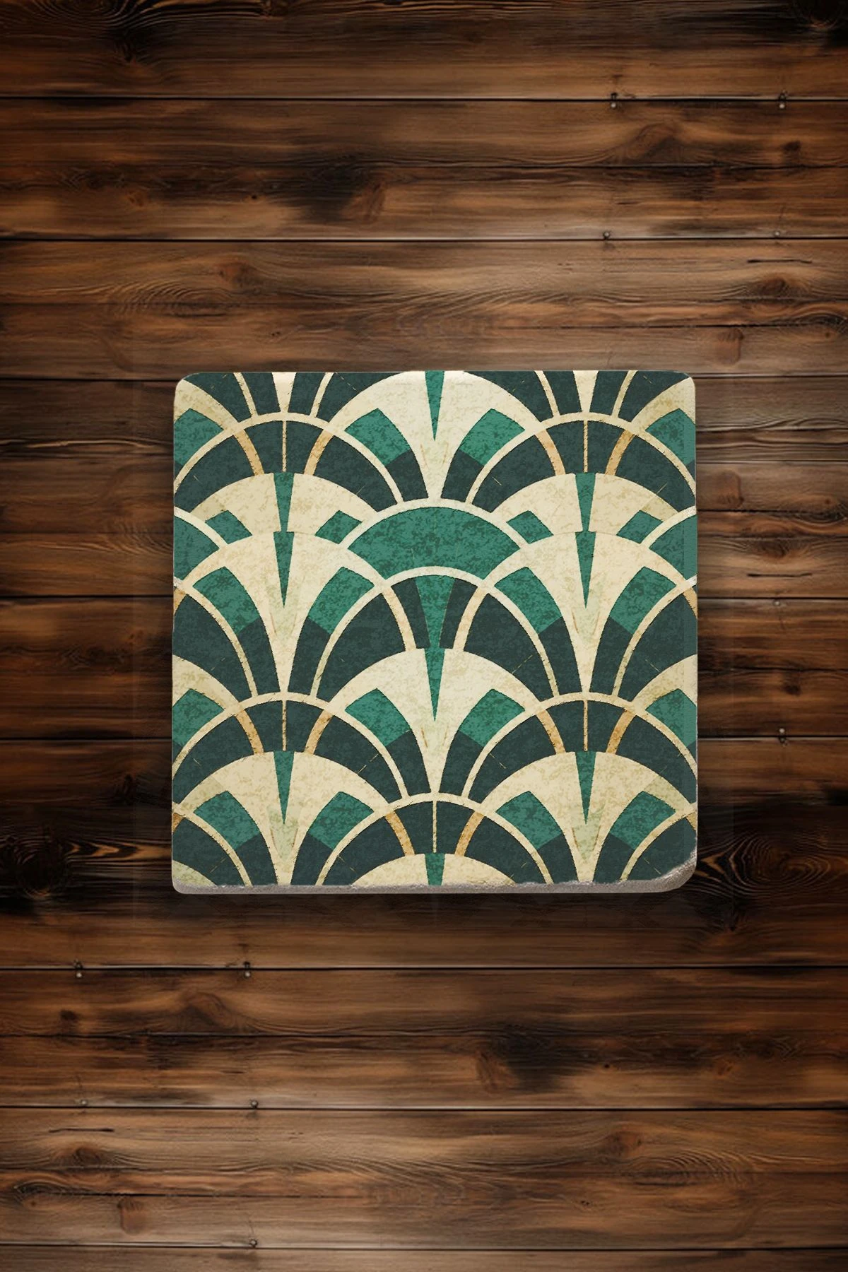 Eskitme Görünümlü Taş Bardak Altlıkları 4'Lü Set 10X10X1 Cm - Zarif Art Deco