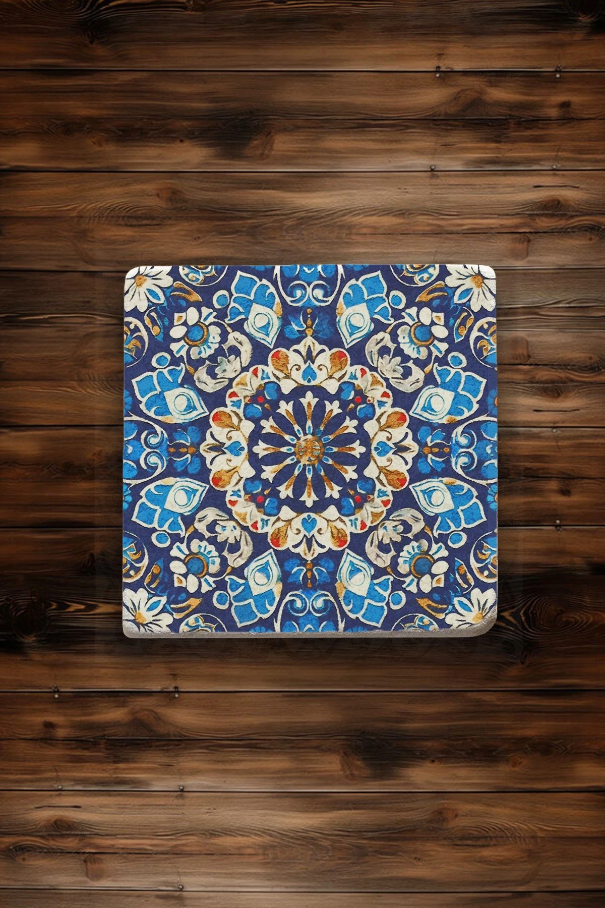 Premium Kalite Mermer Altlık 4'Lü Set 10X10X1 Cm - Elit Çini Model  Il-26