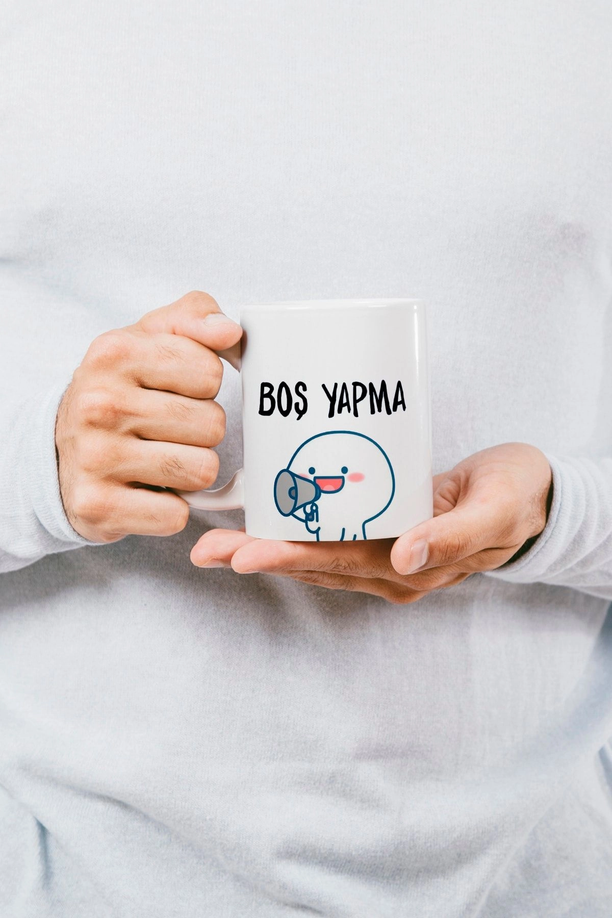 Boş Yapma Yazılı Porselen Kupa Bardak