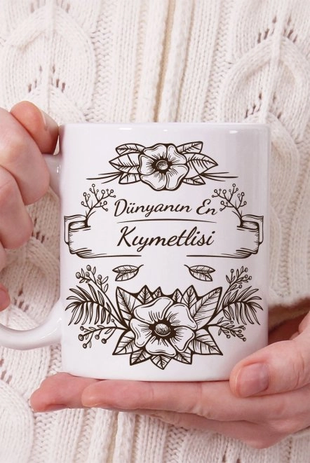 Çiçek Desenli Anneler Gününe Özel Kupa Bardak