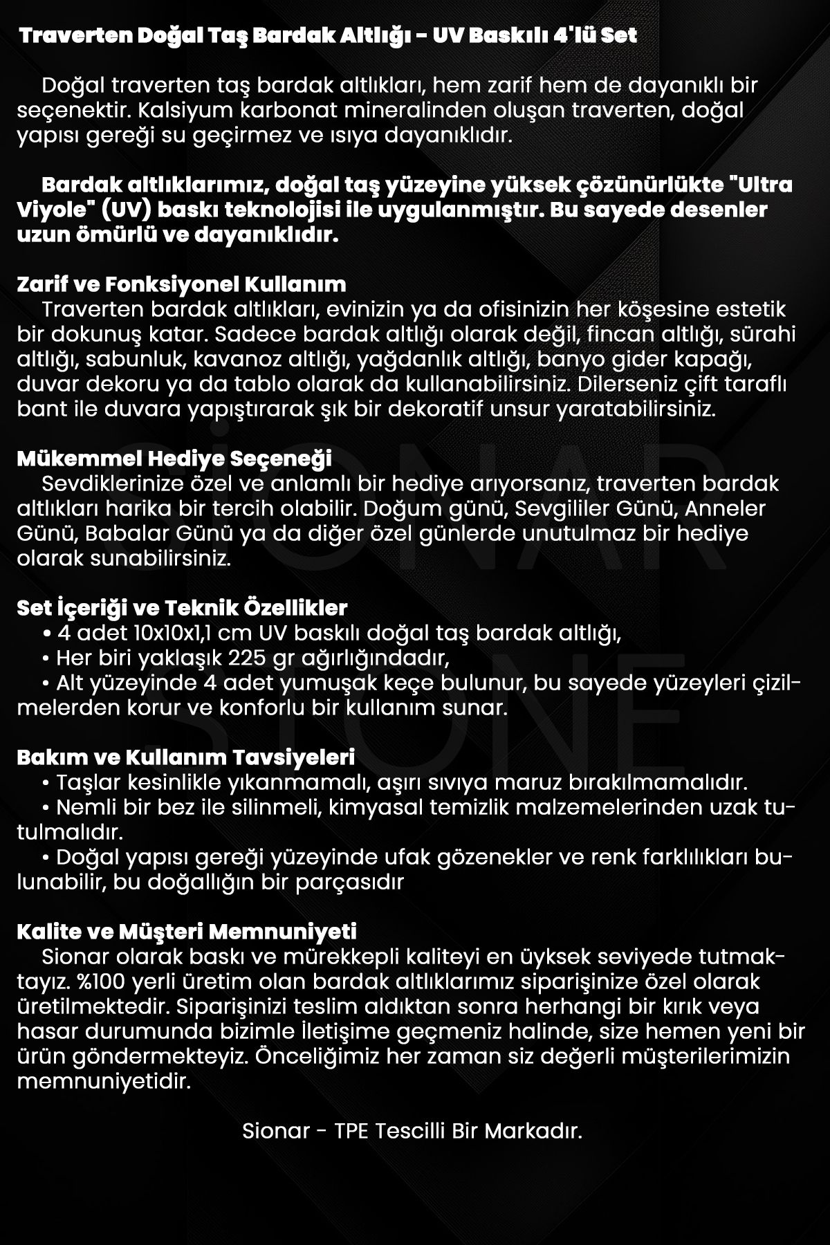 Carmiretta Desenleri Taş Traverten Fincan Bardak Altlığı 4'Lü Set 10X10X1Cm  Il-50