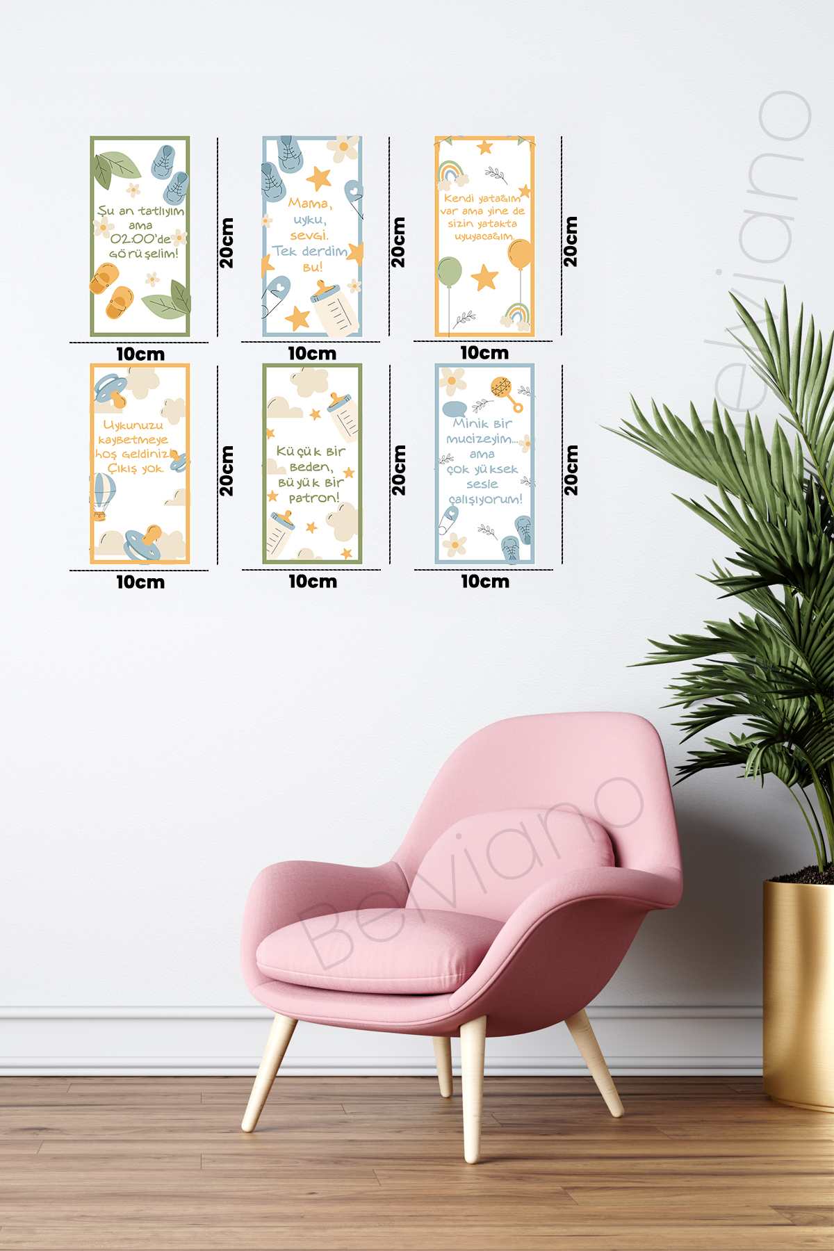 Bebek Odası Süsleme Komik Sözler Ahşap Poster 10X20 6'Lı Set  Ps-8