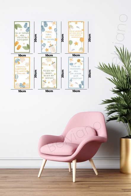 Bebek Odası Süsleme Komik Sözler Ahşap Poster 10X20 6'Lı Set  Ps-8